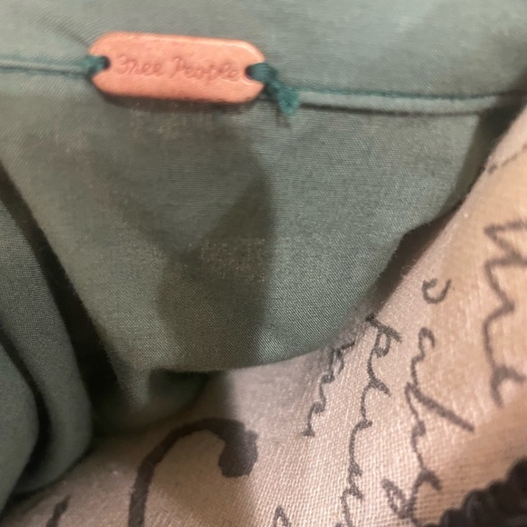 Free People Oversized Button-Front Tunic Dress Army Green Pockets Boho Cotton - Picture 7 of 7